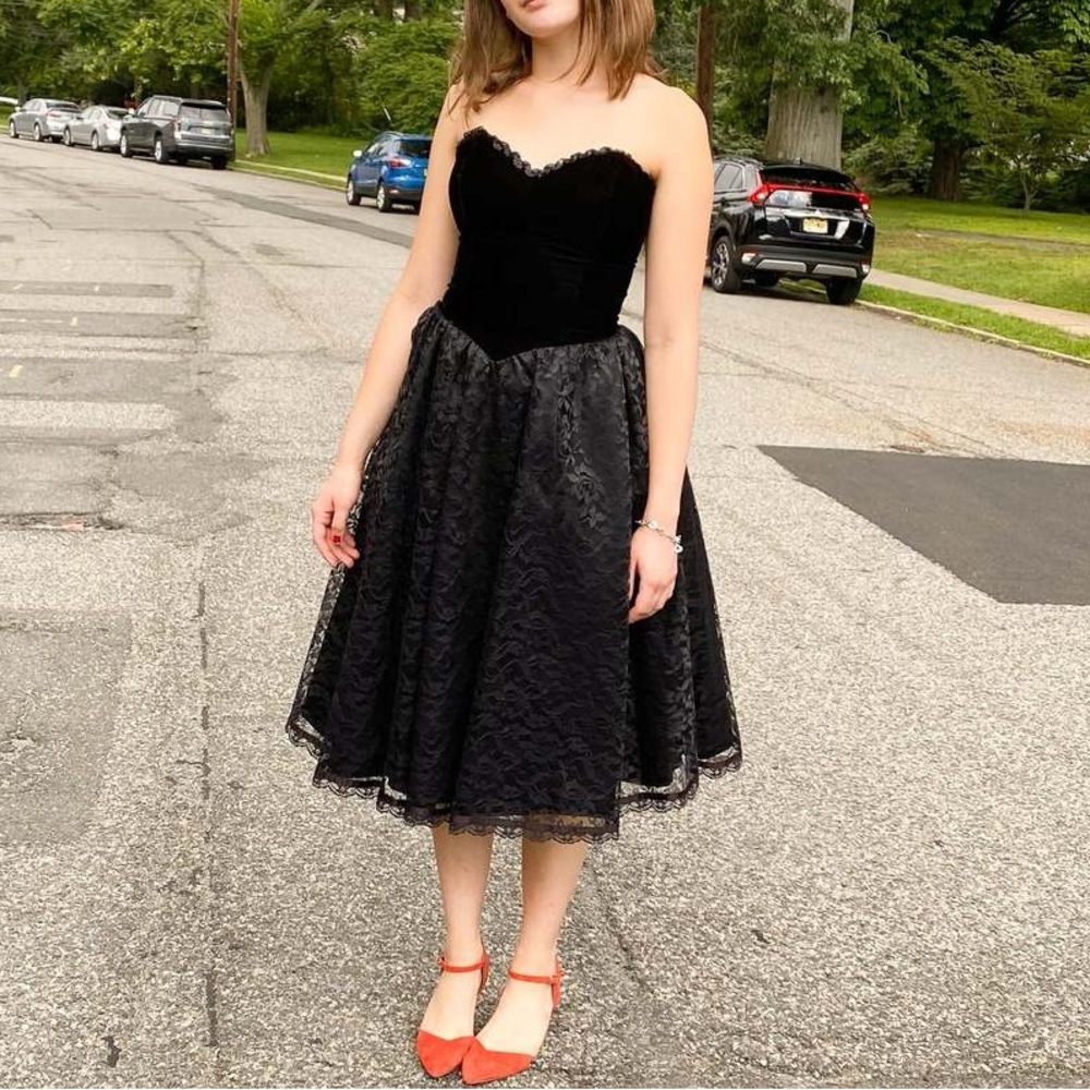 Gunne Sax Black Strapless Dress